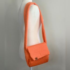 Long Knitted Handmade Messenger Bag | Color: Orange